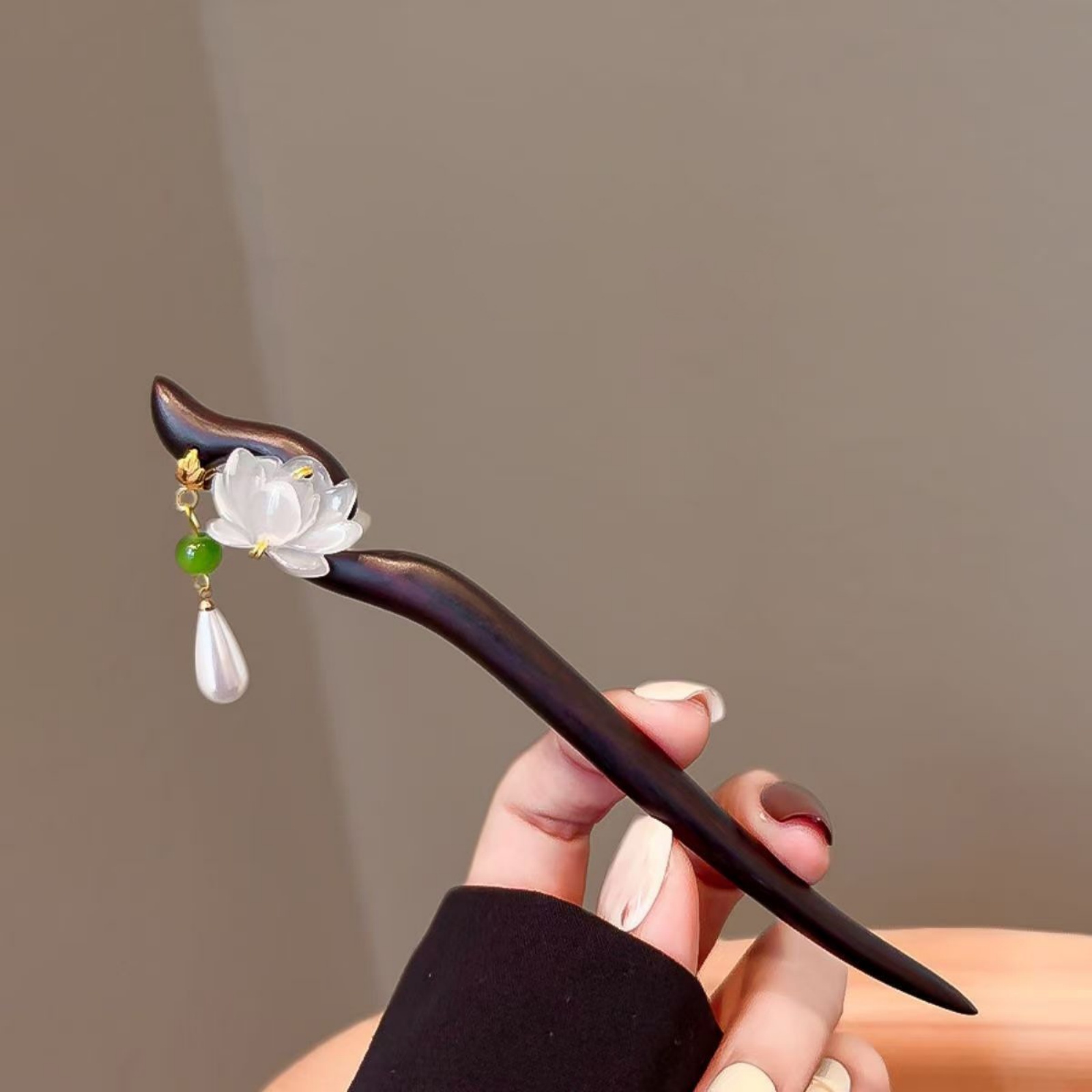 Jewelry Making For Adults - 1PC 우아한 연꽃 나무 머리 스틱,