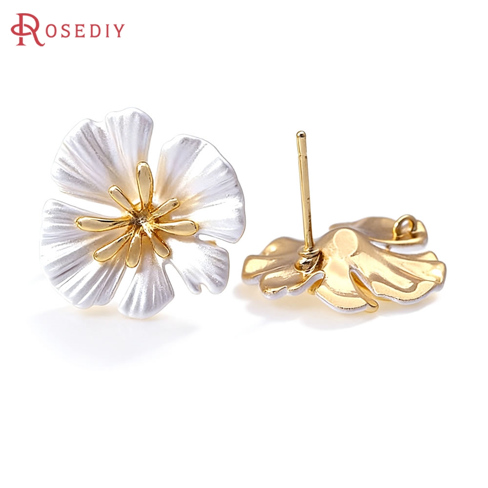 Jewelry Making Gold - 18K 골드 컬러 황동 꽃 귀걸이