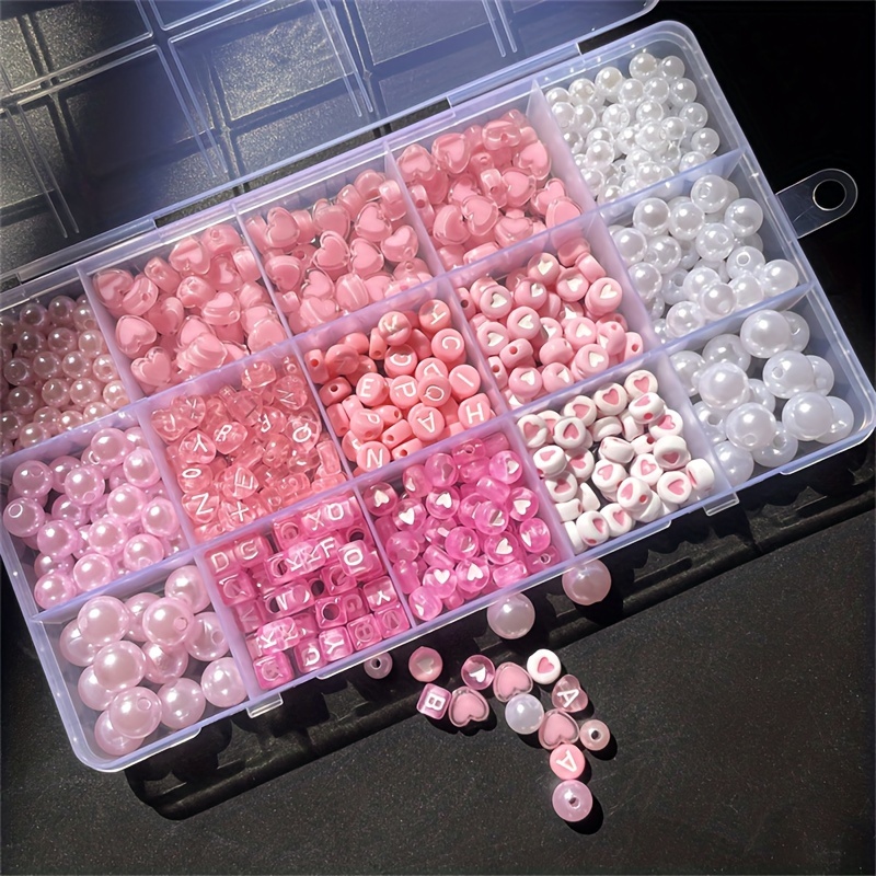 Jewelry Making Ideas - 10피스 핑크 알파벳 박스, 아크릴 비즈,