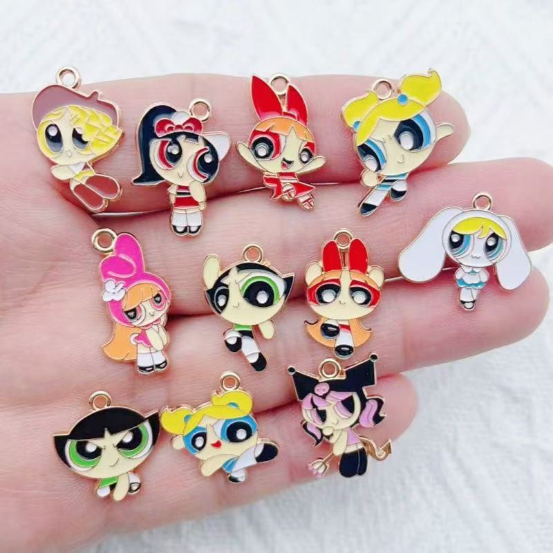 Jewelry Making Party - 10개 합금 오일 드리핑 만화 소녀