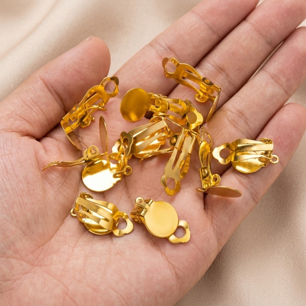 Jewelry Making Tray - 50개 골드 클립형 귀걸이 컨버터, 라운드
