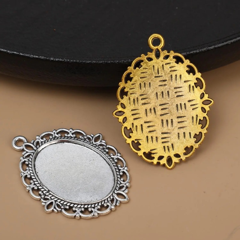 빈티지 타원형 레이스 베젤 펜던트 트레이 청동 합금 블 - Jewelry Making Tray 리뷰 및 가격