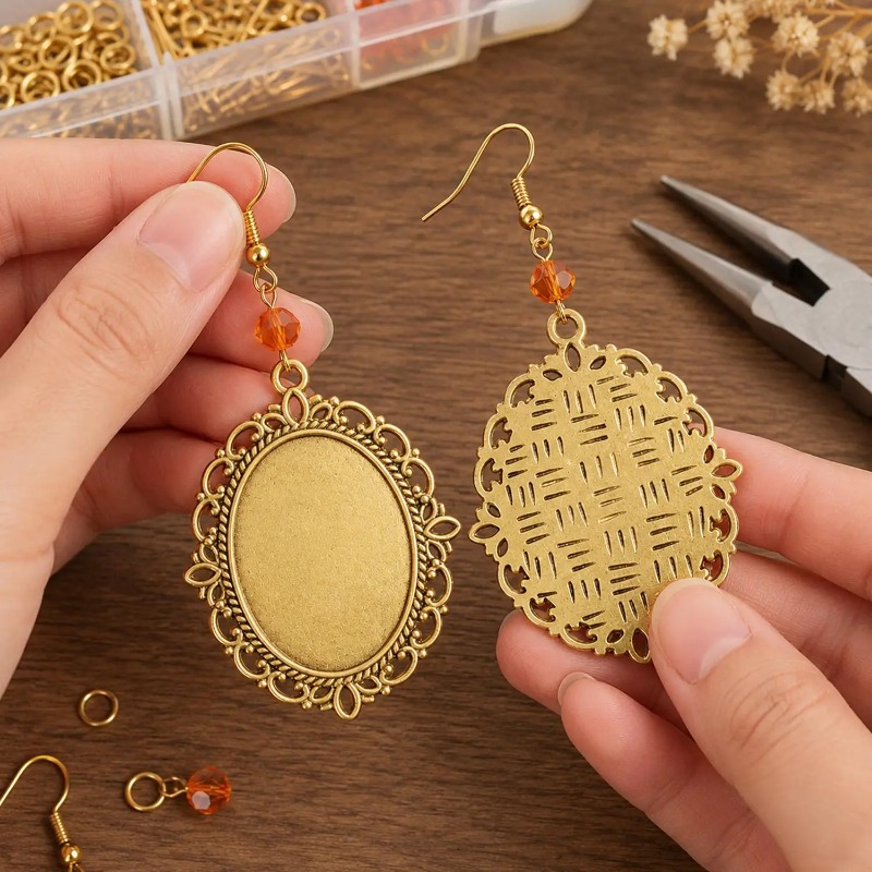 빈티지 타원형 레이스 베젤 펜던트 트레이 청동 합금 블 - Jewelry Making Tray 리뷰 및 가격