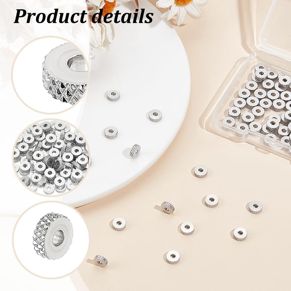 30Pcs 스테인레스 스틸 질감 스페이서 비즈 실버 플 - Jewelry Making Silver 리뷰 및 가격