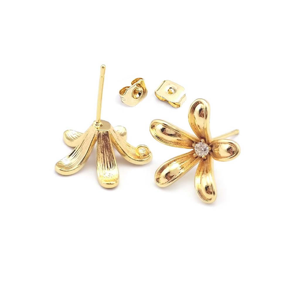 18K 골드 컬러 황동 꽃 귀걸이 핀 귀걸이 고품질 여 - Jewelry Making Gold 리뷰 및 가격