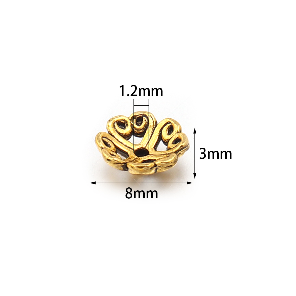 100개 8mm 합금 속이 빈 꽃 모양 비즈 캡 금속  - Jewelry Making Tray 리뷰 및 가격