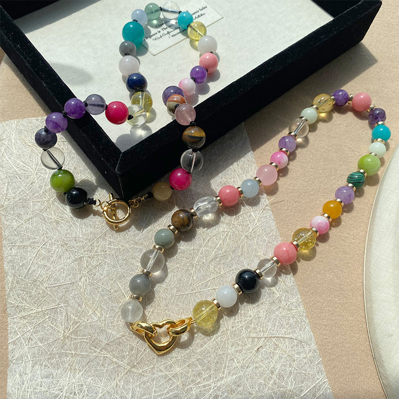 니치 빈티지 라운드 비즈 목걸이 다양한 색상 천연석 크 - Crystal Bead Mix 리뷰 및 가격