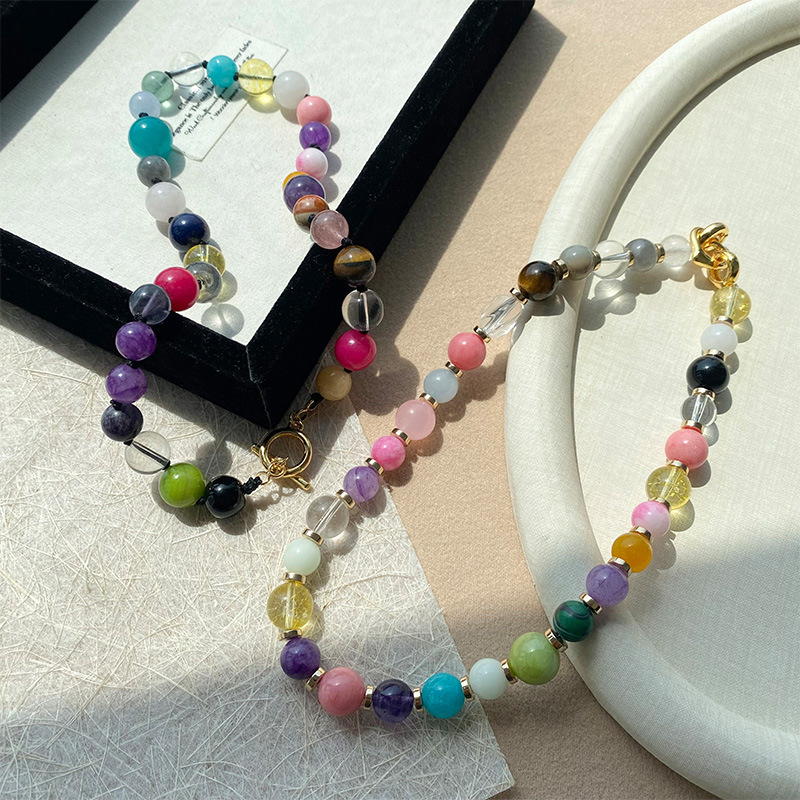 니치 빈티지 라운드 비즈 목걸이 다양한 색상 천연석 크 - Crystal Bead Mix 리뷰 및 가격