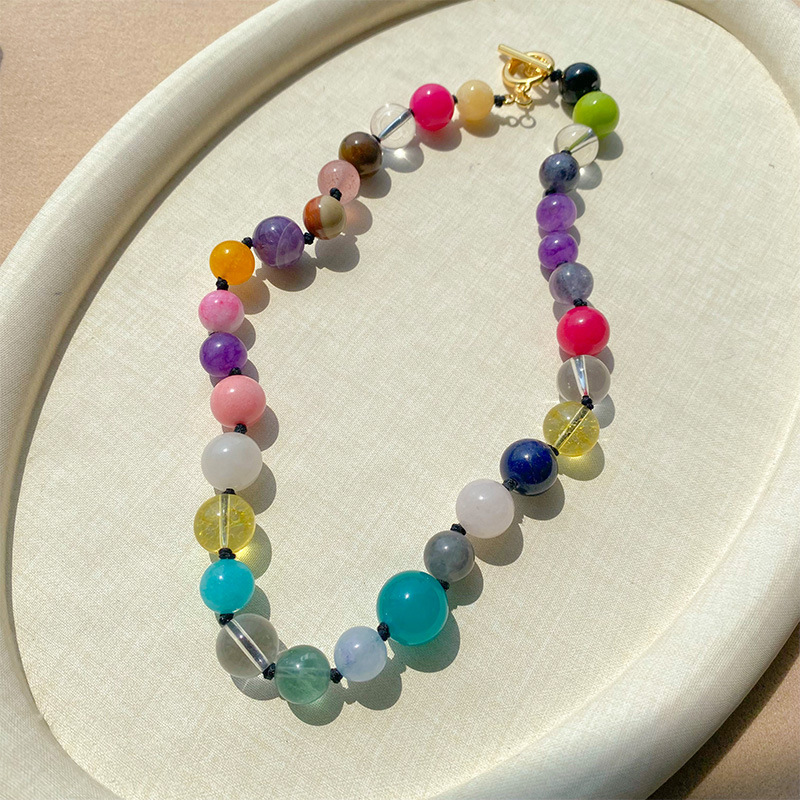 니치 빈티지 라운드 비즈 목걸이 다양한 색상 천연석 크 - Crystal Bead Mix 리뷰 및 가격