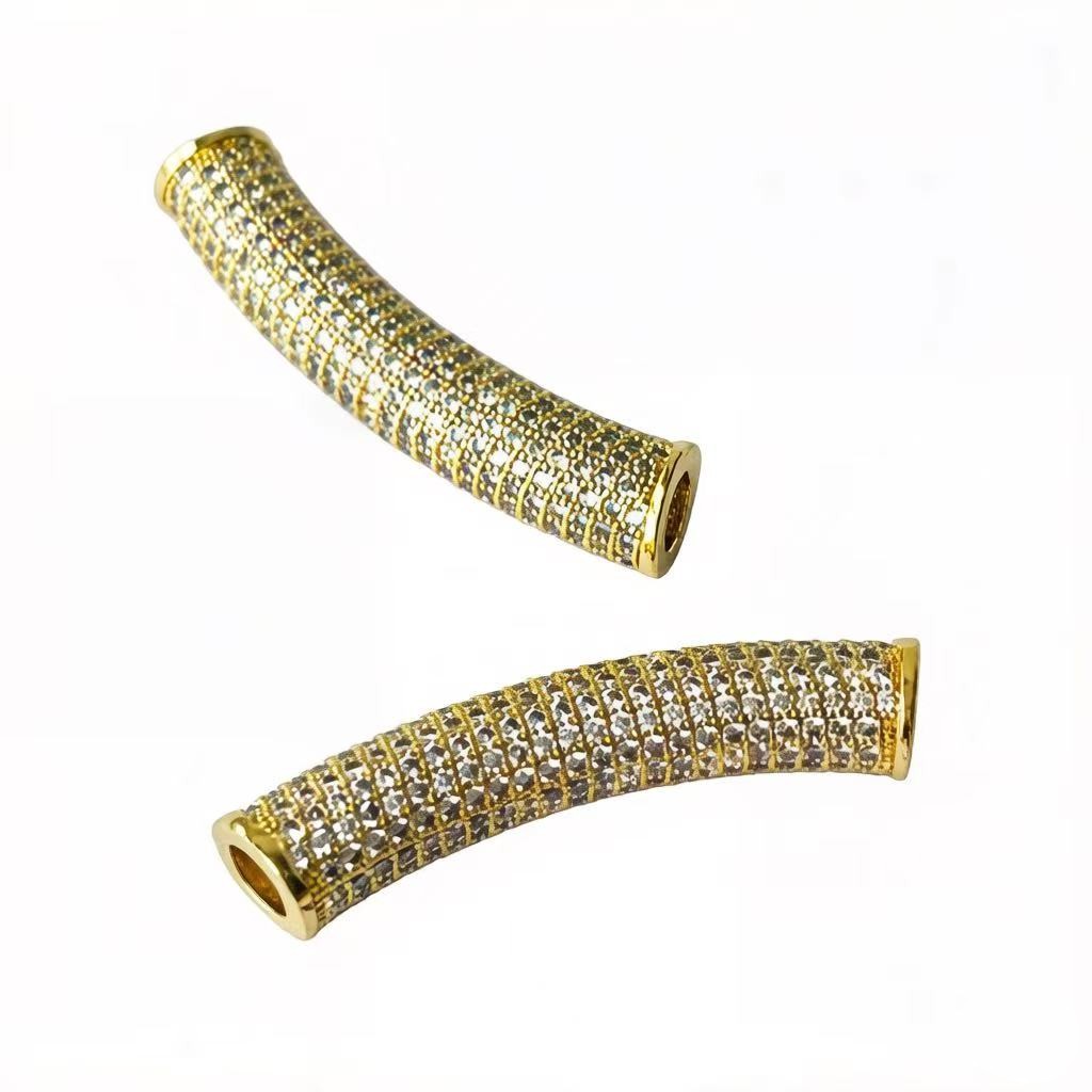 2개/세트 지르코니아 파베 롱 구리 바 골드 실버 도금 - Jewelry Making Silver 리뷰 및 가격