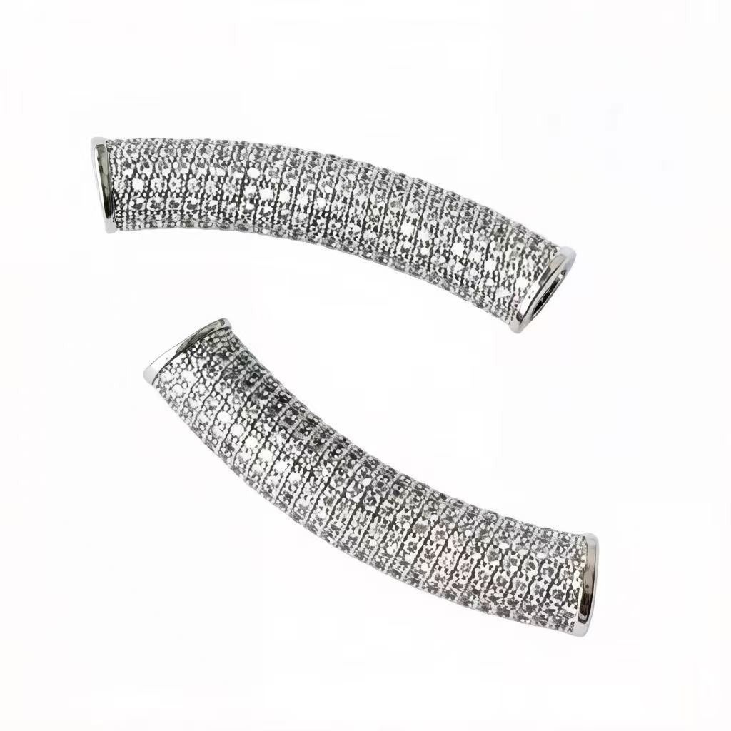 2개/세트 지르코니아 파베 롱 구리 바 골드 실버 도금 - Jewelry Making Silver 리뷰 및 가격