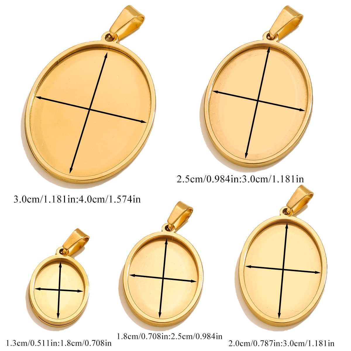 5개 스테인리스 스틸 참 골드 도금 타원형 펜던트 액세 - Jewelry Making Tray 리뷰 및 가격
