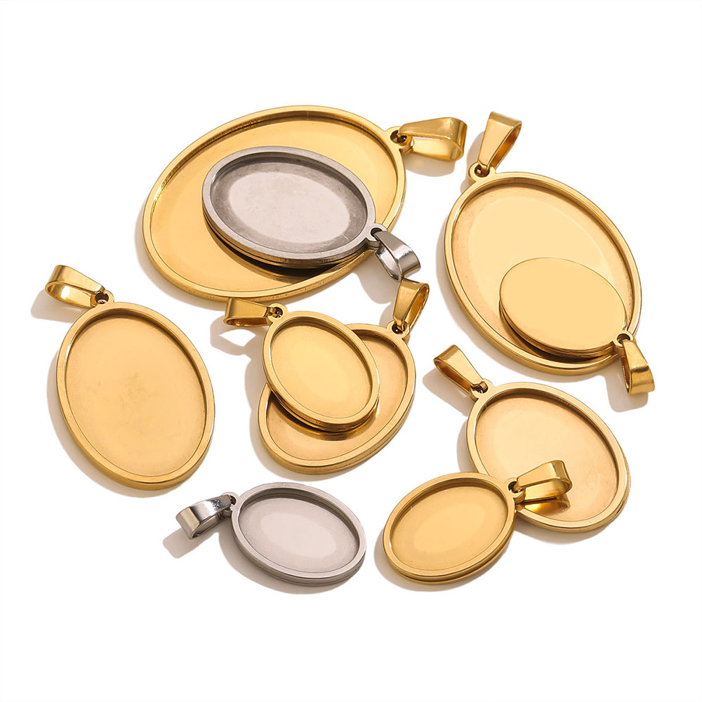 5개 스테인리스 스틸 참 골드 도금 타원형 펜던트 액세 - Jewelry Making Tray 리뷰 및 가격