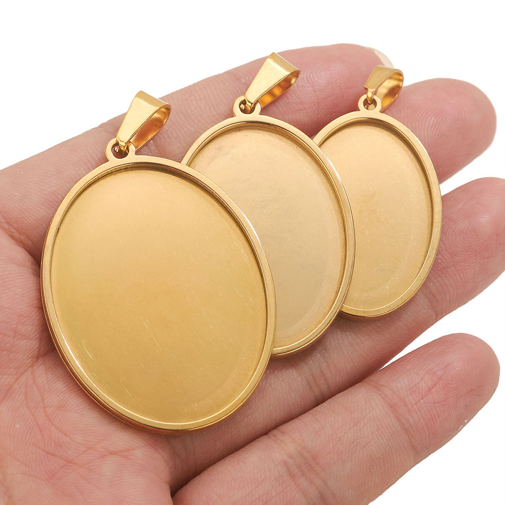 5개 스테인리스 스틸 참 골드 도금 타원형 펜던트 액세 - Jewelry Making Tray 리뷰 및 가격