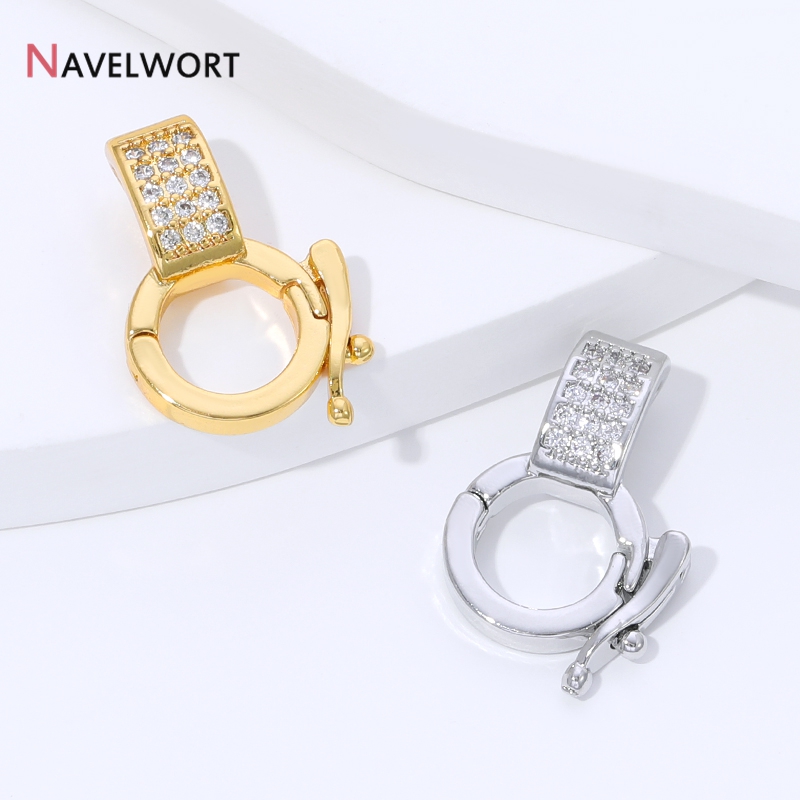 18K 금도금 황동 지르콘 인레이드 펜던트 홀더 커넥터 - Jewelry Making Gold 리뷰 및 가격
