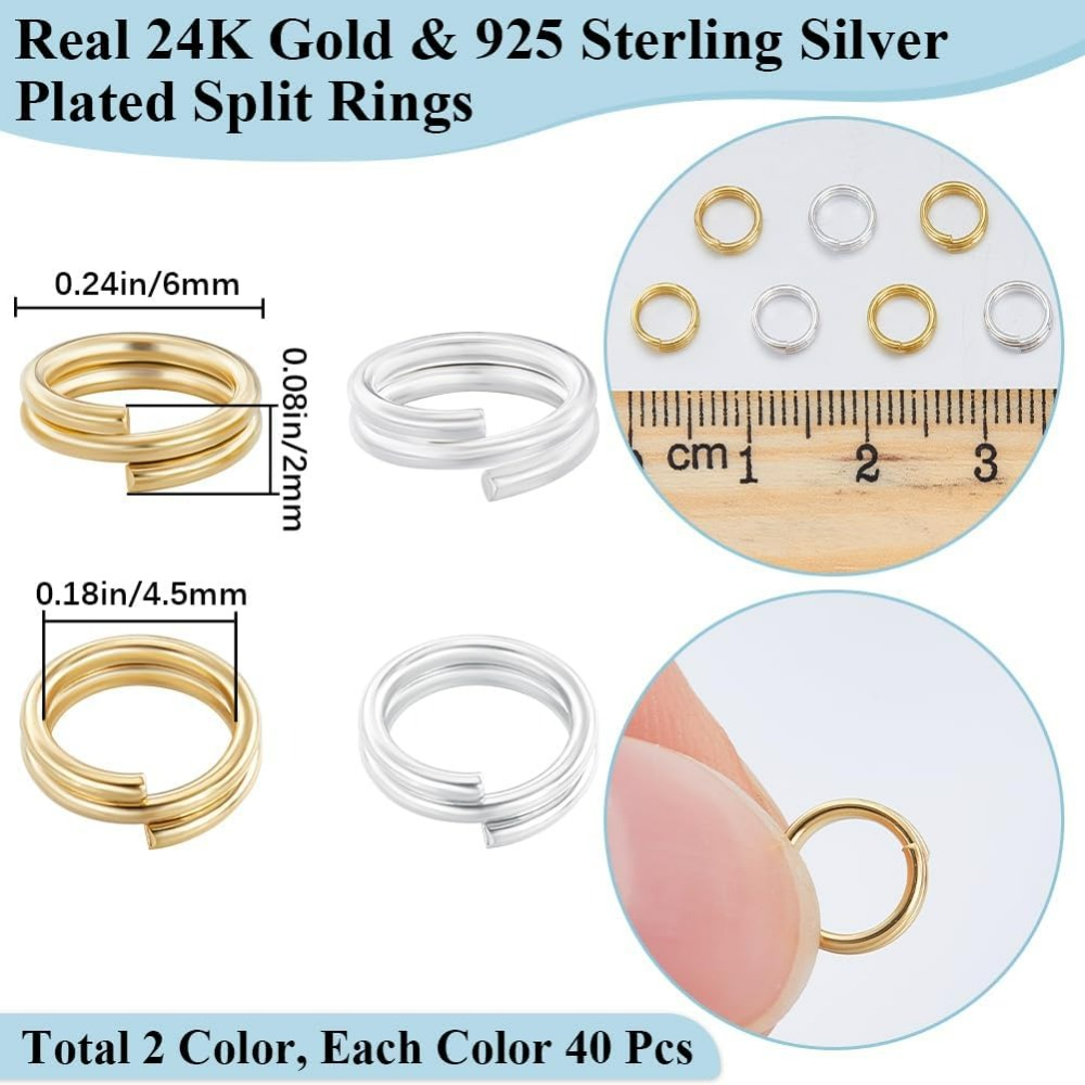 1 상자 80Pcs 분할 점프 링 24K 골드 및 92 - Jewelry Making Silver 리뷰 및 가격