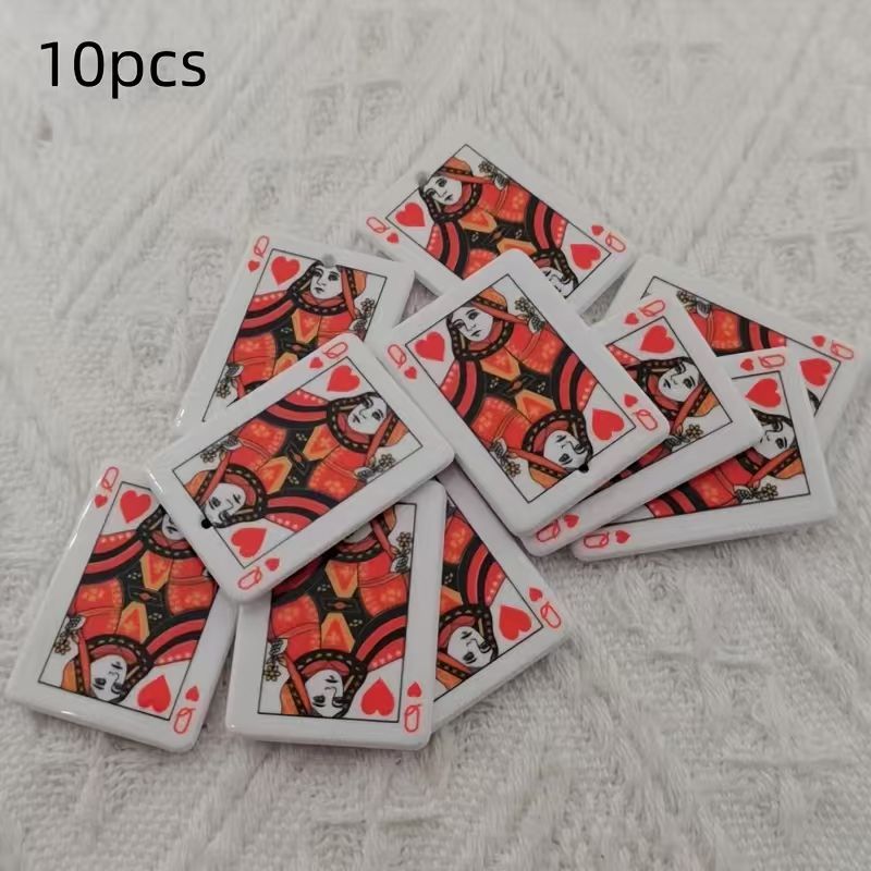 10pcs 아크릴 양면 시뮬레이션 포커 펜던트, DIY - Jewelry Making Party 리뷰 및 가격