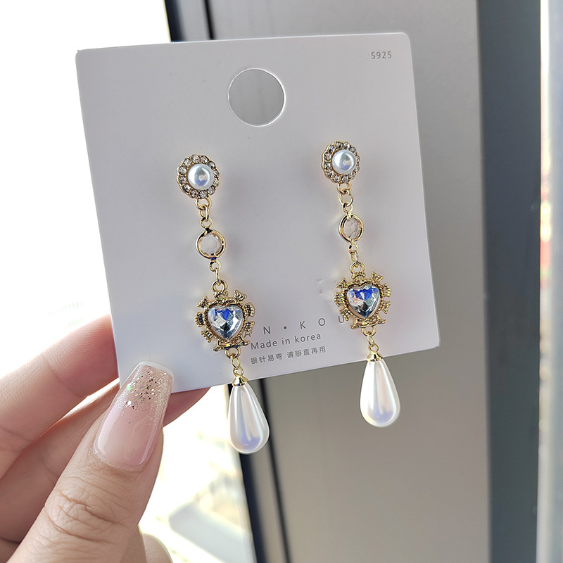 여성을 위한 진주 귀걸이 패션 긴 복고풍 스타일 지르콘 - Beading Needle Fine 리뷰 및 가격