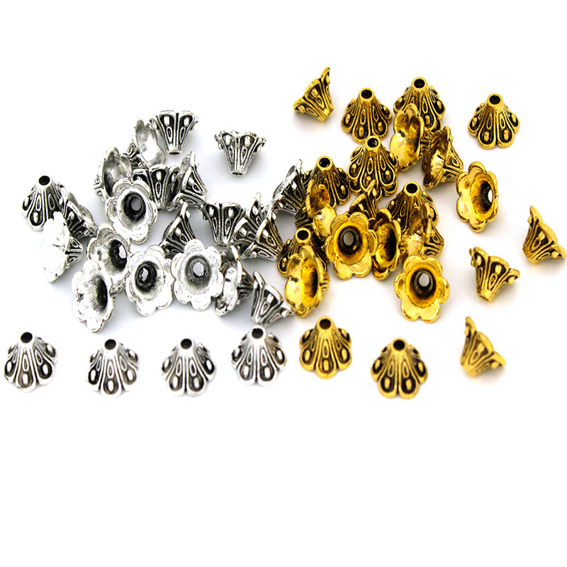 30Pcs 빈티지 골드 실버 꽃 구슬 모자 보석에 대  - Jewelry Making Silver 리뷰 및 가격