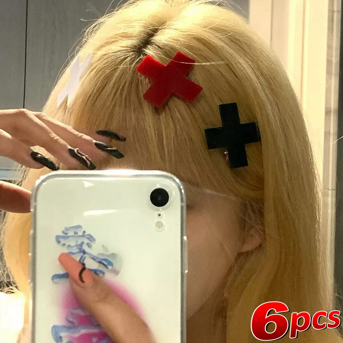 Y2K 레드 크로스 헤어 클립, 펑크 고딕 힙합 참,  - Jewelry Making For Adults 리뷰 및 가격