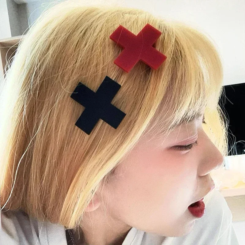 Y2K 레드 크로스 헤어 클립, 펑크 고딕 힙합 참,  - Jewelry Making For Adults 리뷰 및 가격
